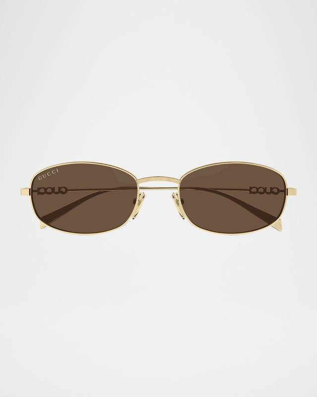 Gucci Block 54mm Oval Metal Sunglasses